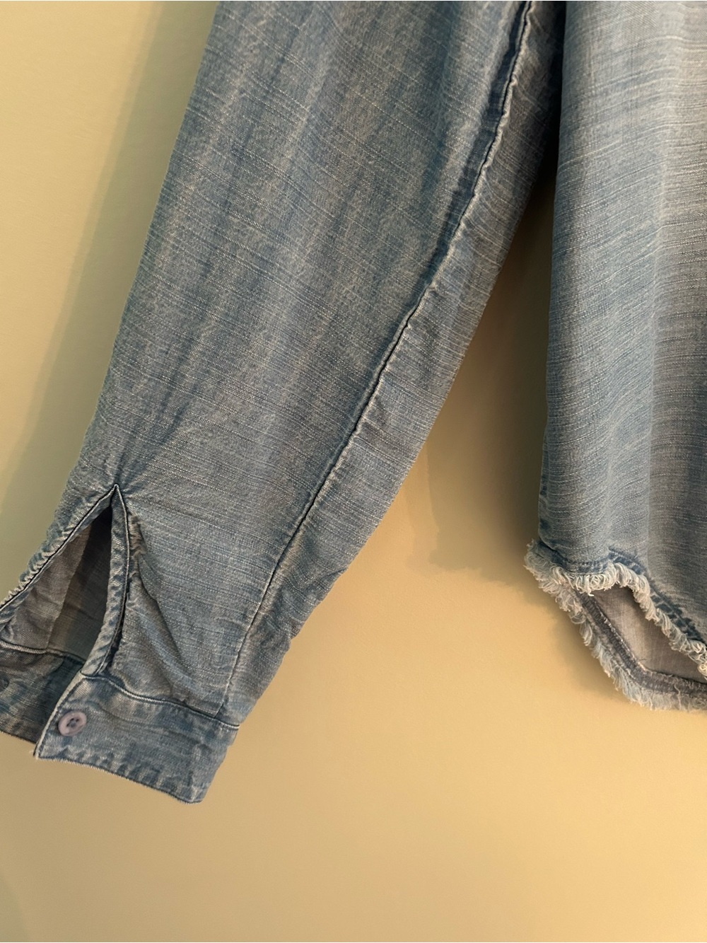 Anthropologie cloth and stone Light Blue Washed Chambray Button-Down Shirt - Picture 7 of 7